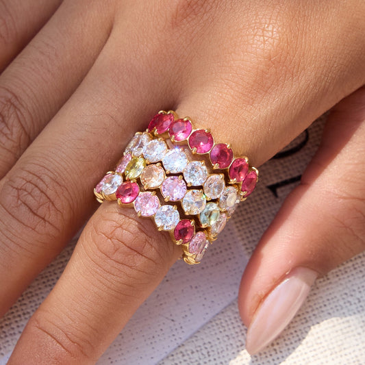 18K Gold Pink Affair Tennis Eternity Ring