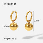 18K Gold Chic Ball Dangle Small Hoop Huggie Earrings