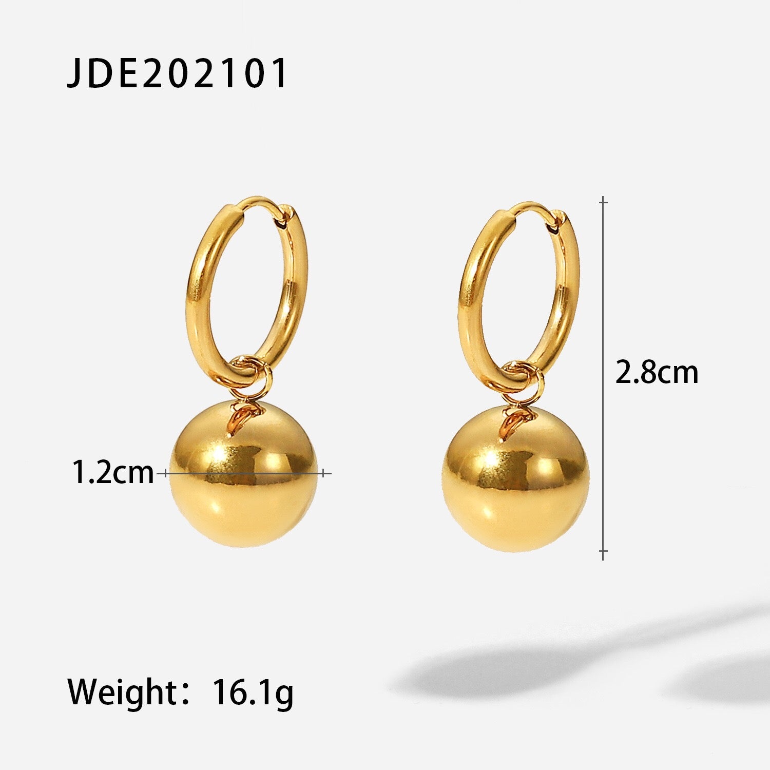 18K Gold Chic Ball Dangle Small Hoop Huggie Earrings