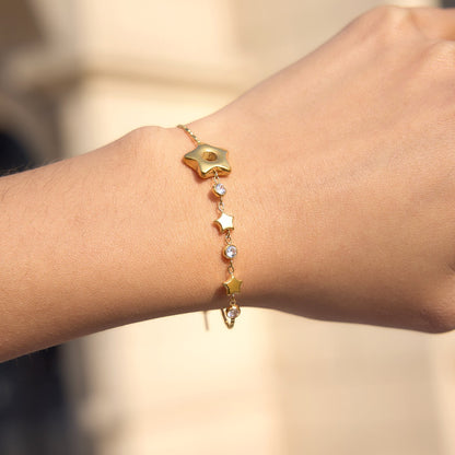 18K Gold Starlight Dainty Chain Tennis Bracelet Stack