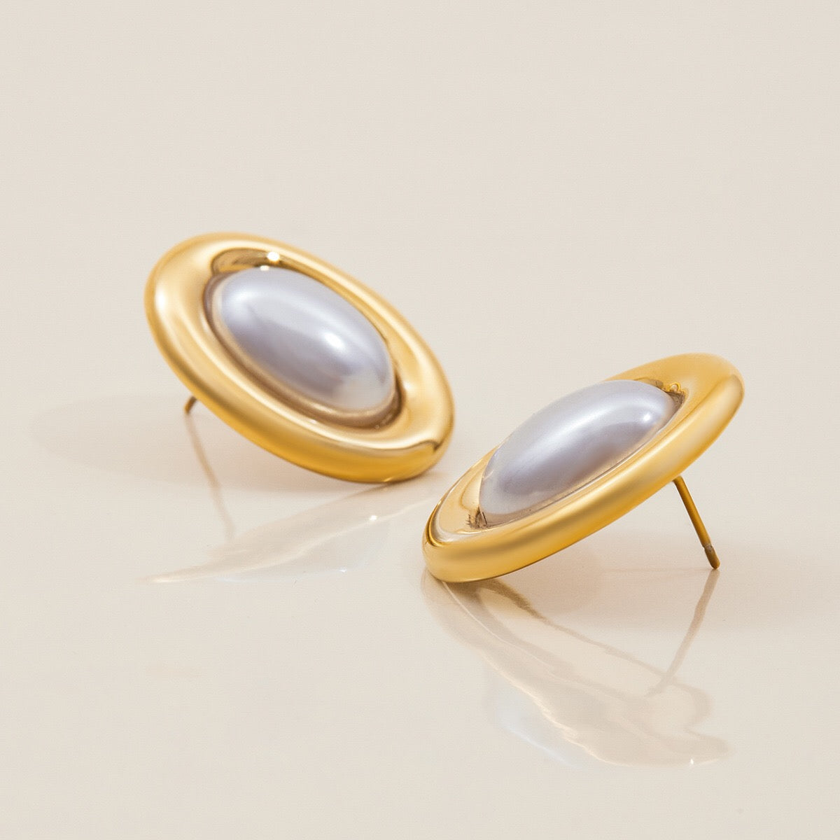 18K Gold Couture Pearl Statement Stud Earrings