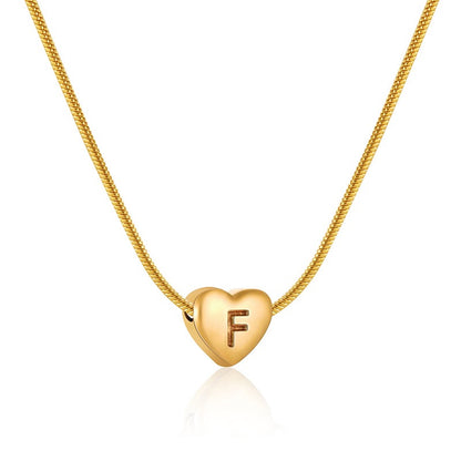 18K Gold Heart Initial Necklace