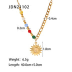 18K Gold Sun Pendant Color Beaded Necklace