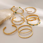 18K Gold Empire Glam CZ Bangle Bracelets Stack