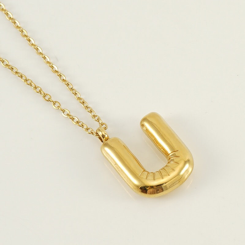 18K Gold Balloon Initial Pendant Necklace