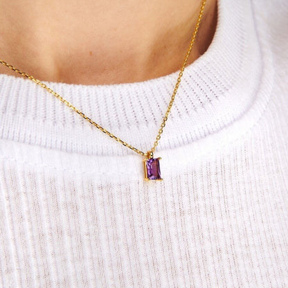 18K Gold Minimalist Birthstone Necklace