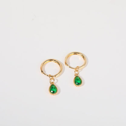 14K Gold Chic Birthstone Huggie Earrings