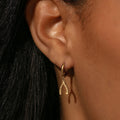 18K Gold Bling Wishing Bone Small Hoop Huggie Earrings with Charm