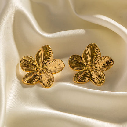 18K Gold Cherry Blossom Statement Stud Earrings