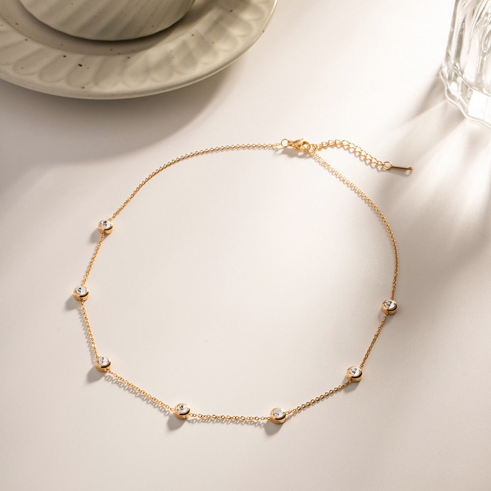 18K Gold Minimal Glow Dainty CZ Chain Necklace