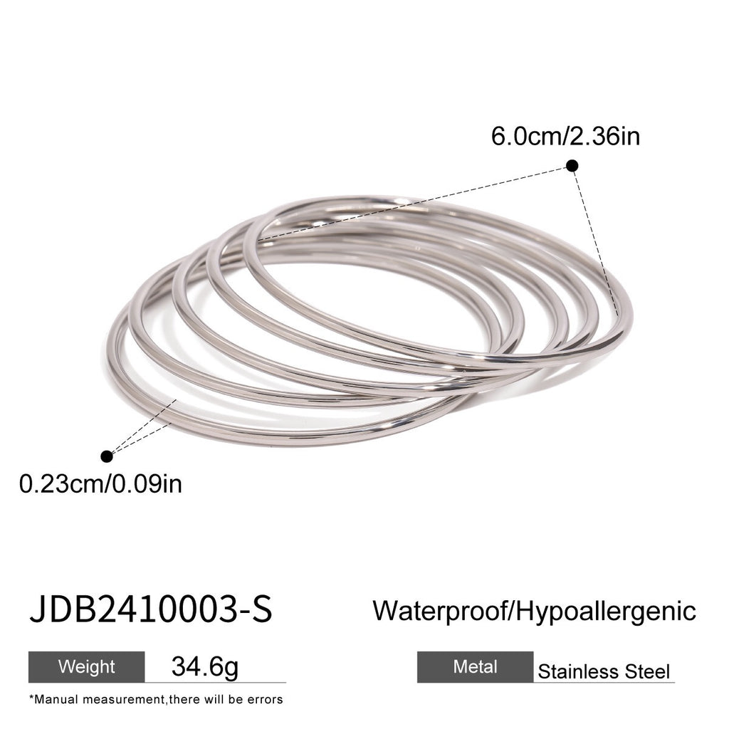 18K Gold and SIlver Two Tone Minimalist Slim Bangle Bracelet Stack