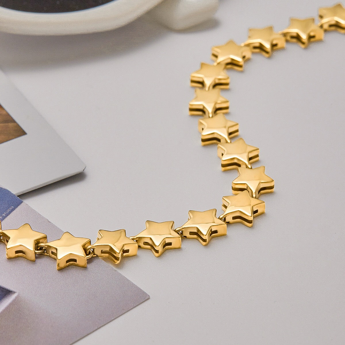 18K Gold Pink Dream Star Tennis Chain Bracelet Stack