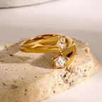18K Gold Star Bejeweled Ring