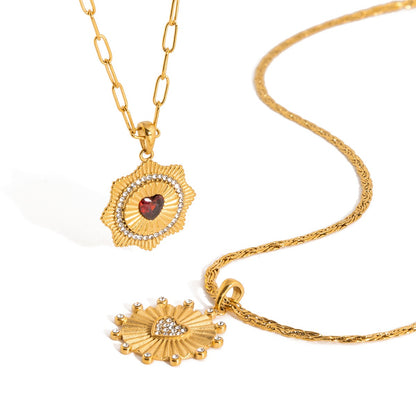 18K Gold Scarlet Love Red Heart Pendant Necklace