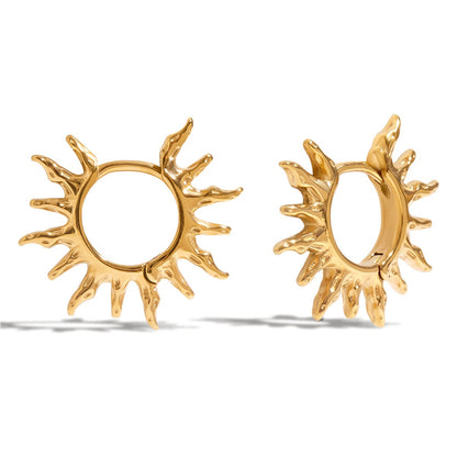 18K Gold Bright Sun Statement Huggie Earrings