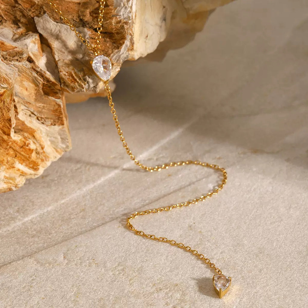 18K Gold Minimalist Lariat Necklace