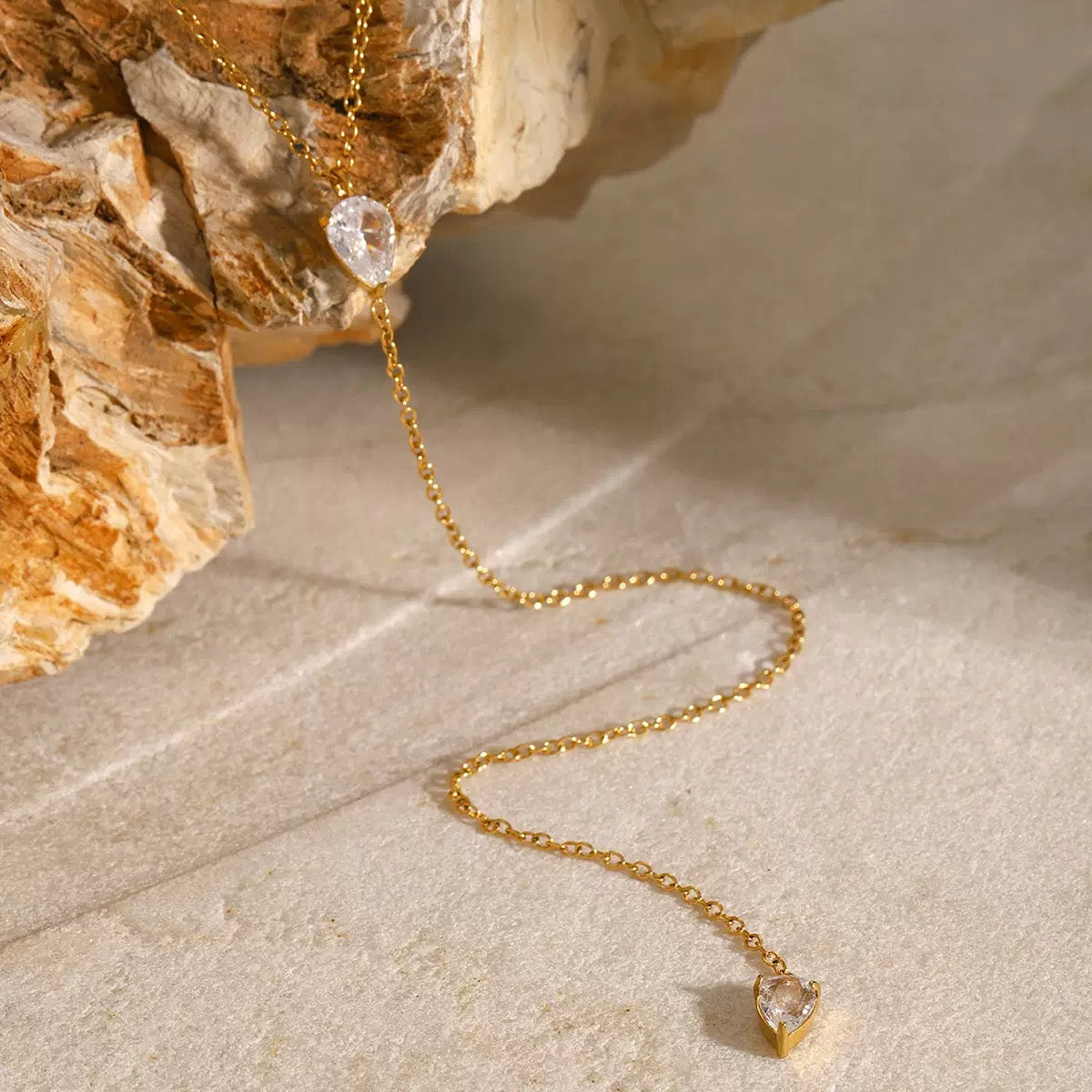 18K Gold Minimalist Lariat Necklace