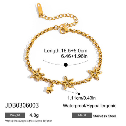 18K Gold Shimmering Dainty Flower Bow Bracelet Stack