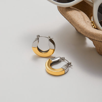 18K Gold and Silver Two Tone Duality Statement Hoop Earrings