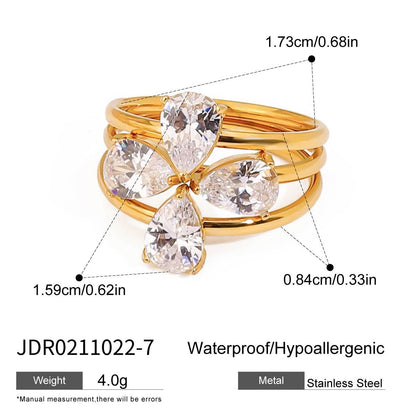 18K Gold Goddess Glow Four Leaf Clover Stacking Rings Set