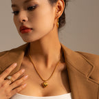 18K Gold Heart Pendant Small Ball Chain Necklace