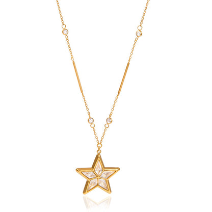 18K Gold Stellar Heart Pendant Tennis Chain Layered Necklace Set