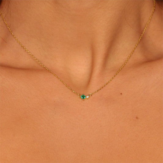 18K Gold Minimalist Starry Birthstone Necklace