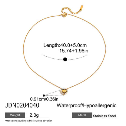 18K Gold Dainty Bling Heart Pendant Necklace