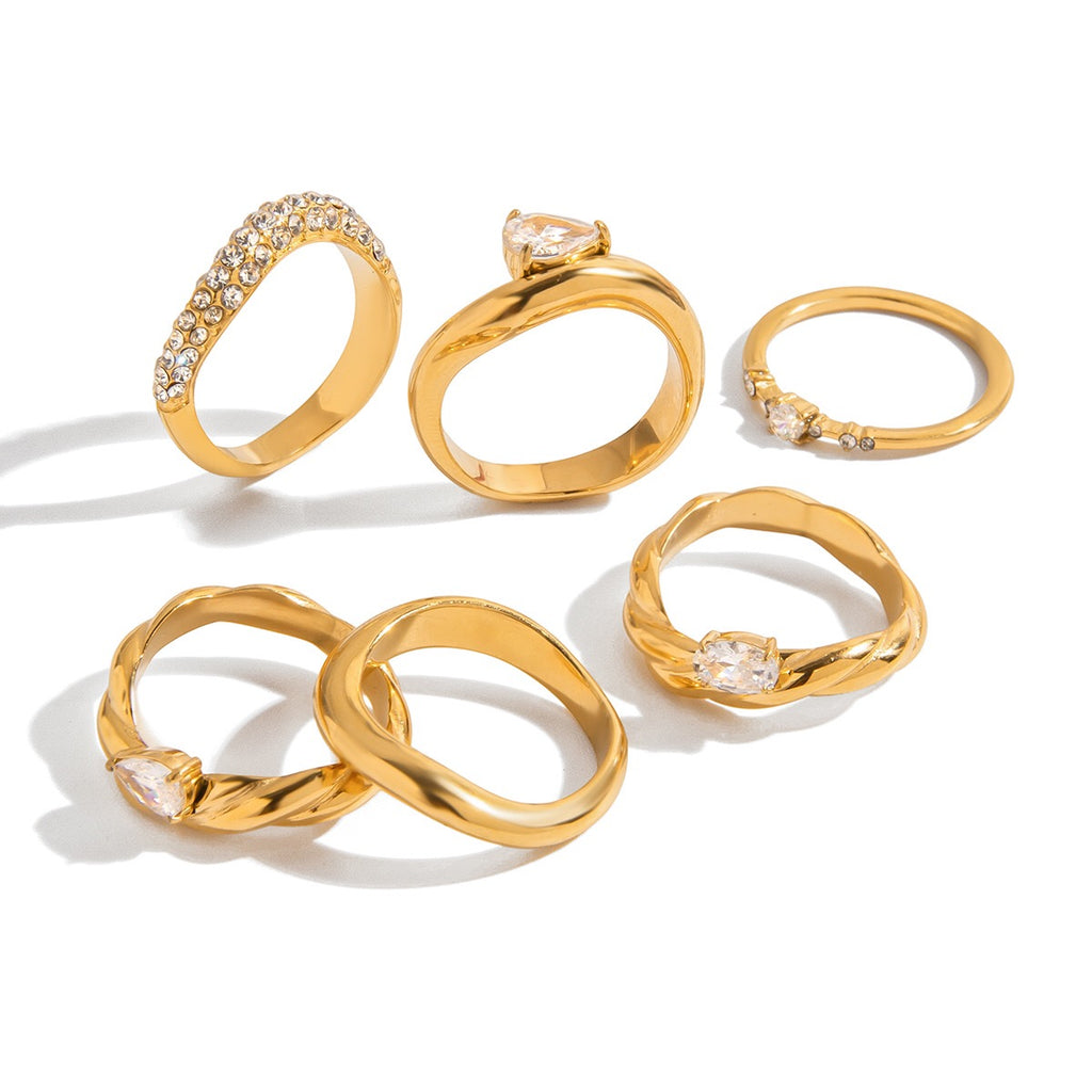 18K Gold Ravish Wavy Form Stacking Rings