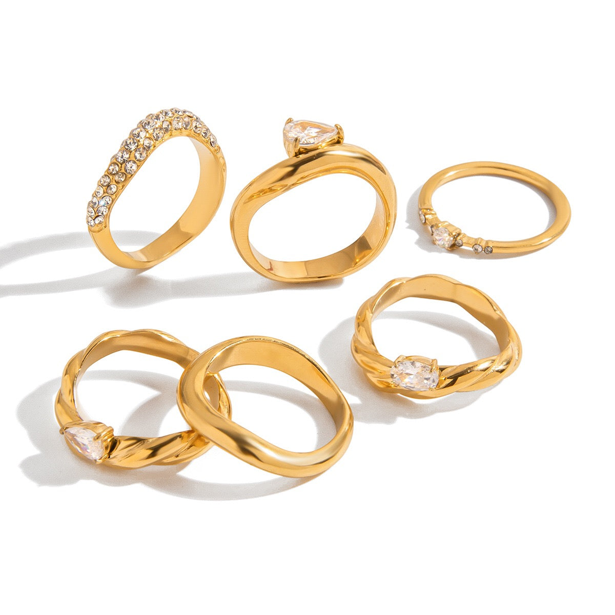 18K Gold Ravish Wavy Form Stacking Rings
