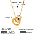 18K Gold Together Two Ring Connected Dainty Pendant Necklace