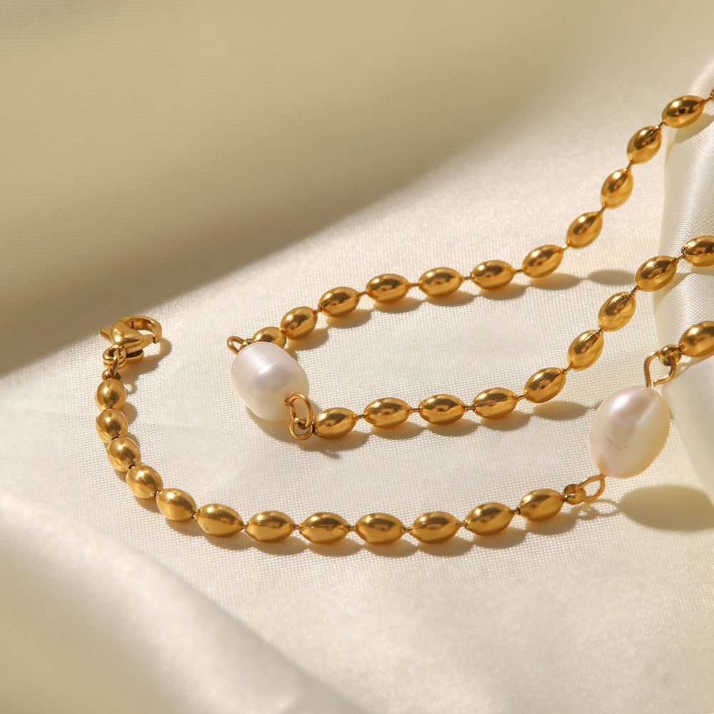 Pearl Beaded Gold Bracelet