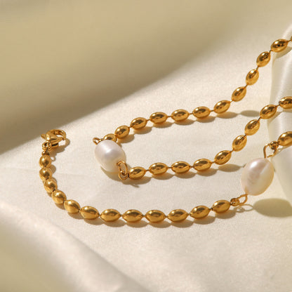 Pearl Beaded Gold Bracelet