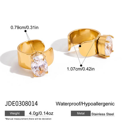 18K Gold Full Glam Rectangle Hoop Huggie Earrings CZ Ear Cuffs Stack