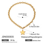 18K Gold Chunky Cable Chain Star Pendant Statement Necklace