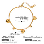 18K Gold Waterproof Flipped Heart Dainty Hand Jewelry Chain Bracelet