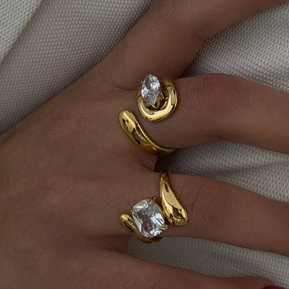 18K Gold Eternal Spark Statement CZ Cuff Ring