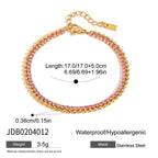 18K Gold Luxury Pink Butterfly Dainty Tennis Chain Bracelet Stack