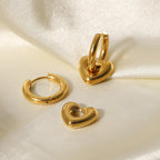 18K Gold Heart Huggie Earrings
