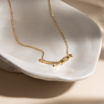 18K Gold The Promise Knot Pave Dainty Pendant Necklace