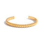 18K Gold Power Play Ribbed Cuff Bangle Paperclip Chain Bracelets Stack