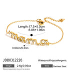 18K Gold Heartline Mama Scripted Letter Dainty Chain Bracelet