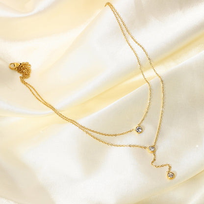 18K Gold Layered Lariat Necklace