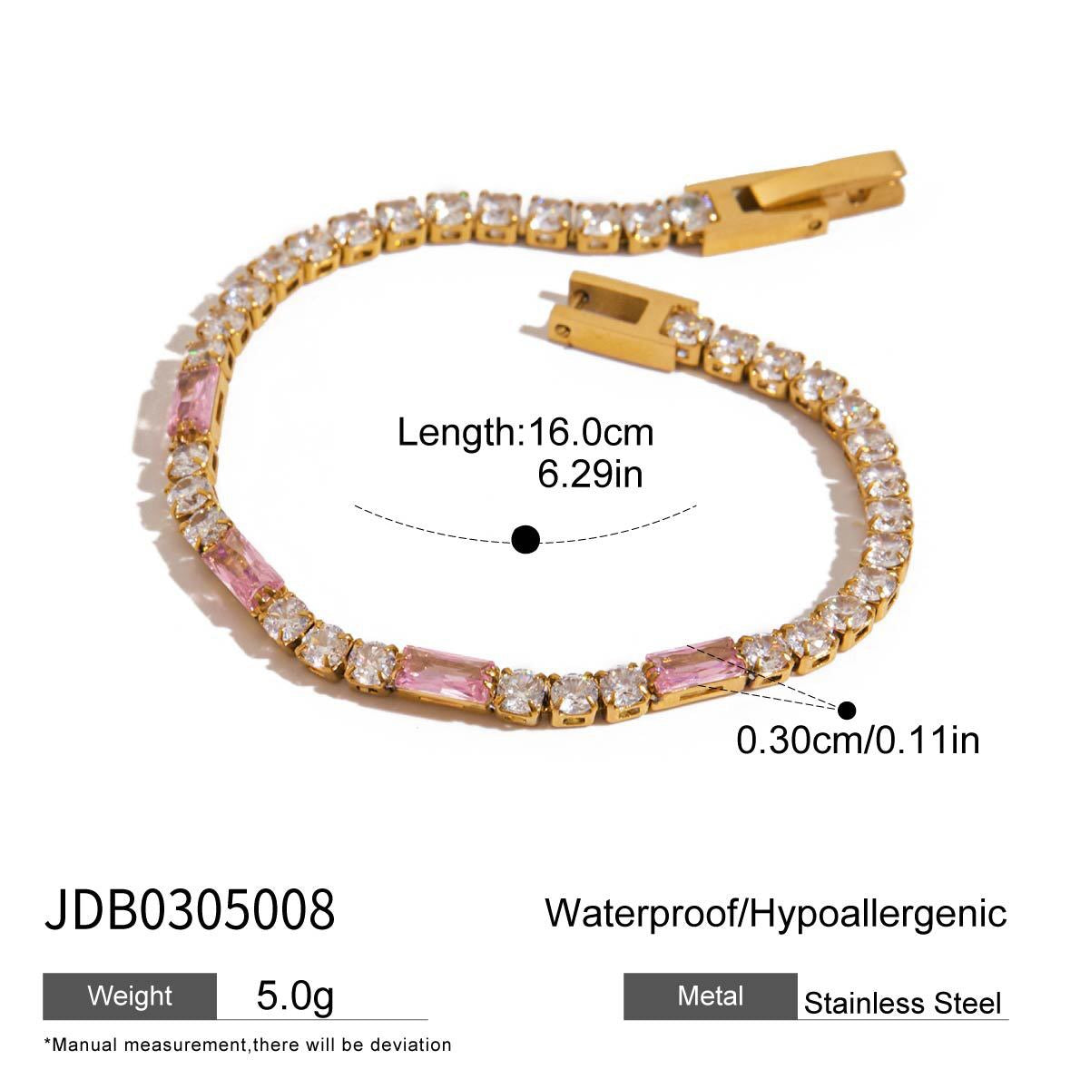 18K Gold Pink Dream Star Tennis Chain Bracelet Stack