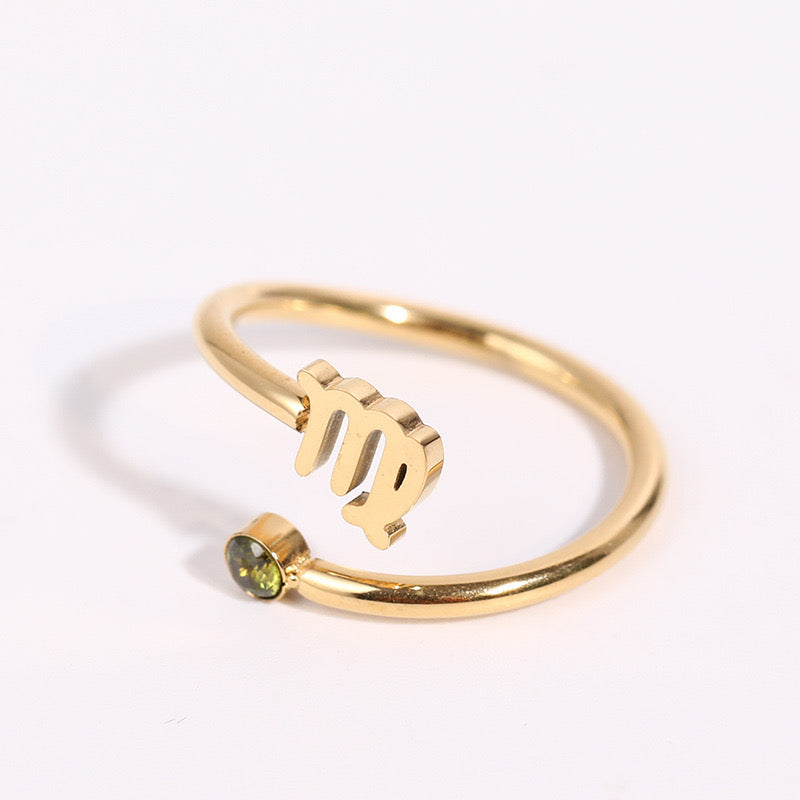 18K Gold Zodiac Birthstone Ring