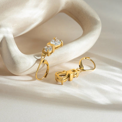 18K Gold Gala Sparkle Drop Dangle Earrings Ear Cuff Stack