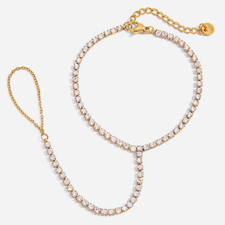 18K Gold Waterproof Aura Tennis Hand Chain Bracelet