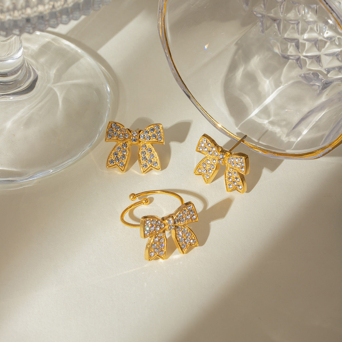 18K Gold Bejeweled Coquette Bow Ring