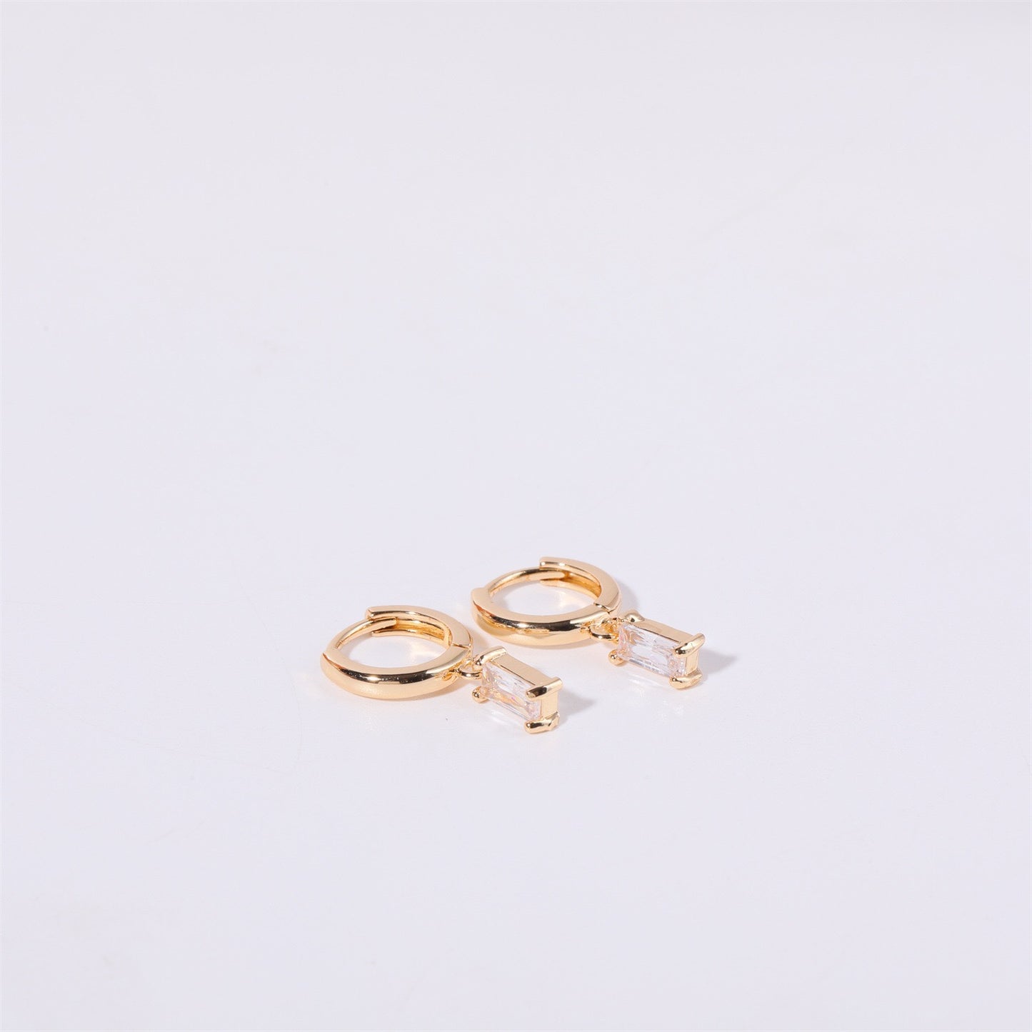 14K Gold Minimalist Birthstone Huggie Earrings