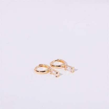 14K Gold Minimalist Birthstone Huggie Earrings